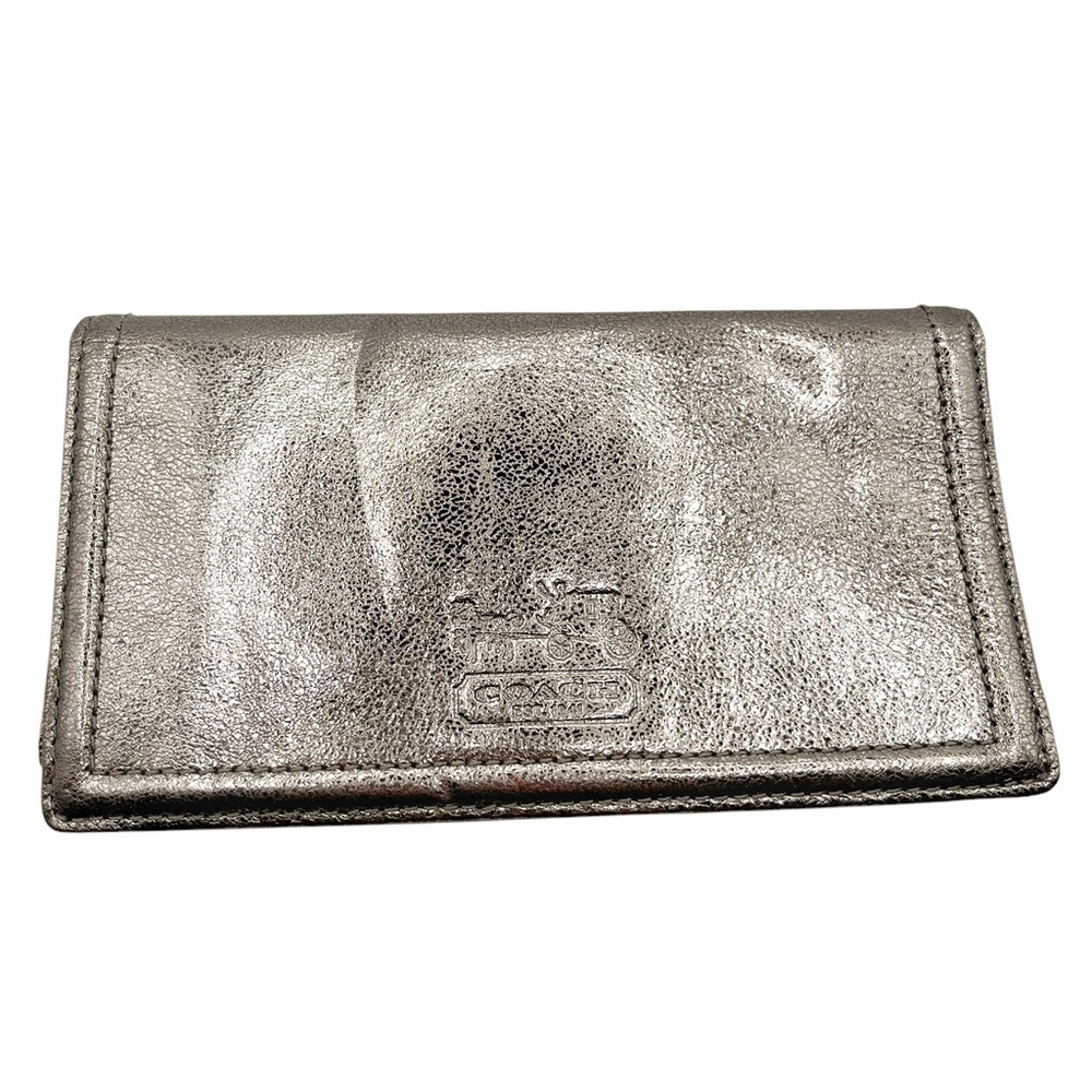 Coach Metallic Pewter Checkbook Wallet